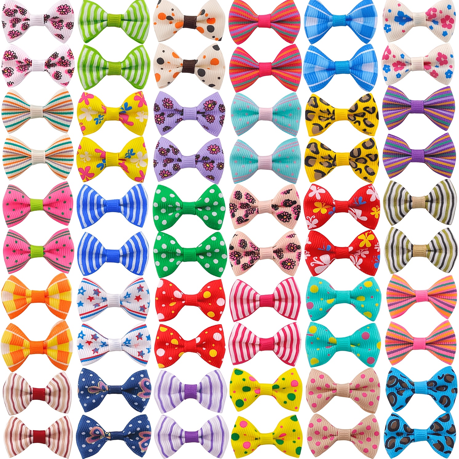 TEMU 48 pezzi Fiocchi per Pelo per Cani con Colori e Fantasie Casuali, Piccole Clip per Cuccioli per Accessori di Toelettatura per Animali Domestici