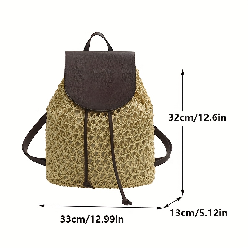 women design casual woven rattan travel bagpack beach - Temu display picture 2