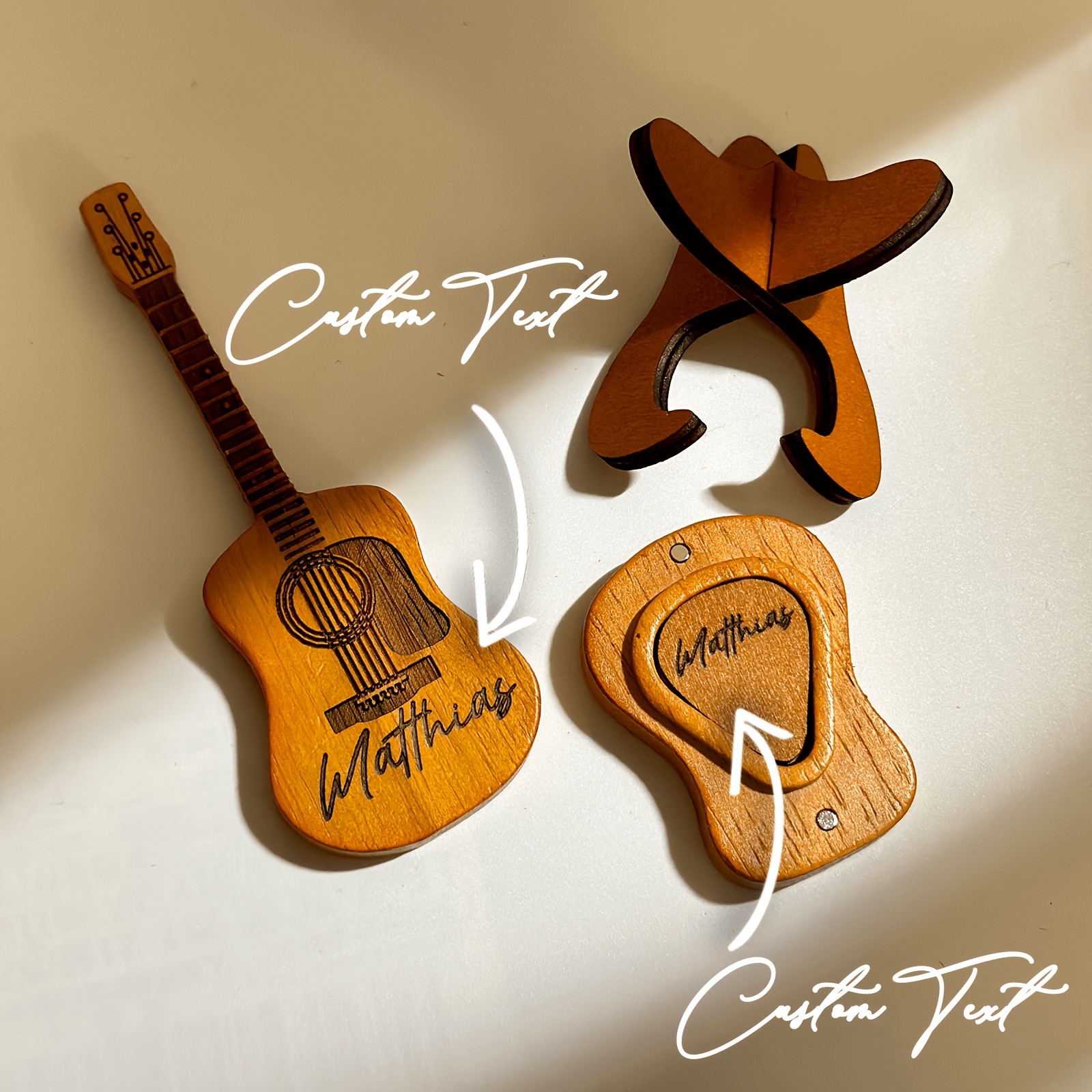 

A Gift Set For Guitar Enthusiasts, Featuring A Box Of Guitar Picks With Personalized Engravings, Ideal For Anniversaries Or As A Present For Fathers, Brothers, , Or .