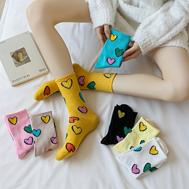 

7pcs Elegant Women's Mid-calf Socks - Breathable & Comfortable, With , Casual Wear