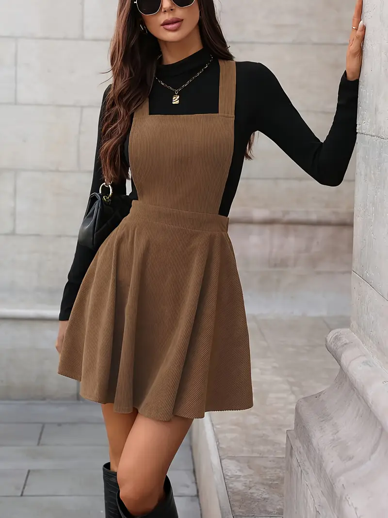 autumn new casual vintage solid color cami dress corduroy - Temu Oman autumn new casual vintage solid color cami dress corduroy - Temu Oman