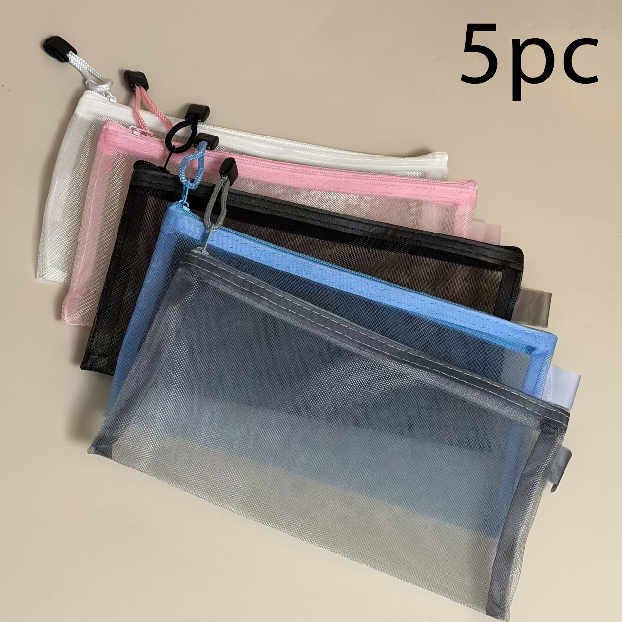 Image of 5pcs Travel Makeup Bag - Toilet Supplies Zippered Mesh Bag - Storage Bag - Travel Storage Bag - Daily Or Travel Essentials - Small Item Storage Bag - Portable Makeup And Travel Storage Bag