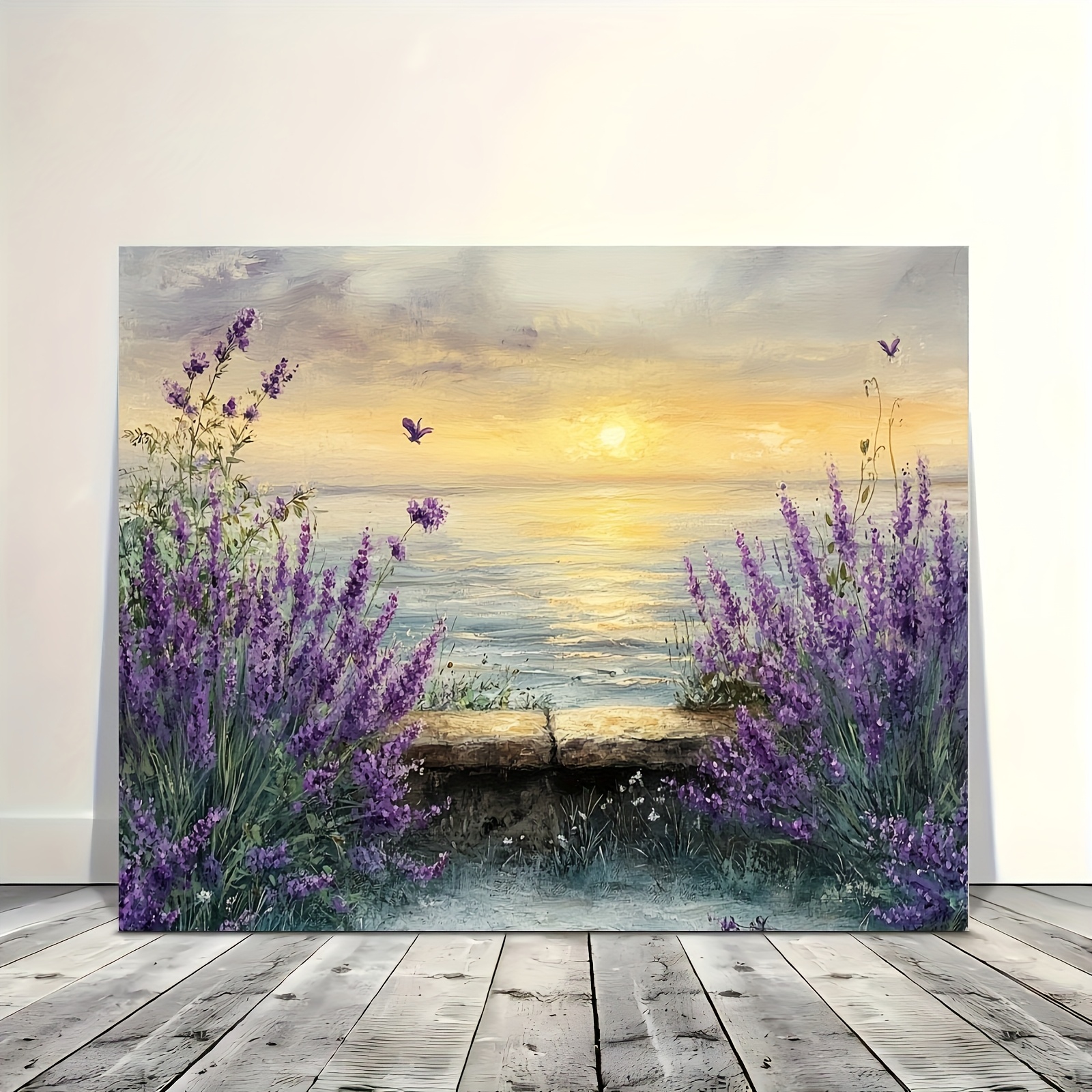 TEMU sur Toile "Côte Lavande au " avec Cadre en Bois, Décoration pour Maison, Bureau, Chambre, Salon, Salle de Classe, Fête de Célibataire, Cadeau ,