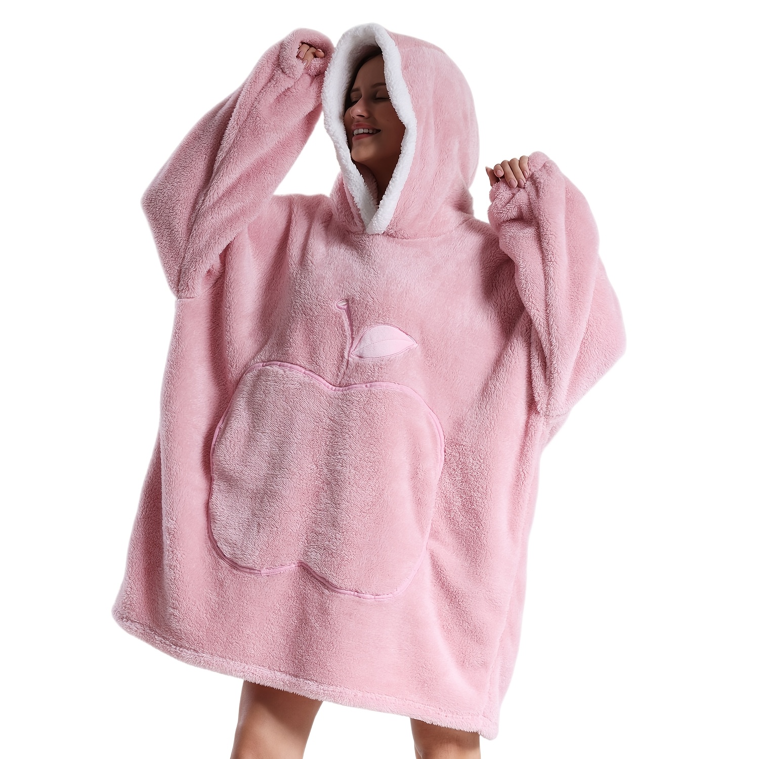 Lounge Pug Coperta Oversize con Cappuccio, Felpa Oversize per Uomini e Donne, Minky Panna / Visone, Taglia unica– Big Bertha Original IT