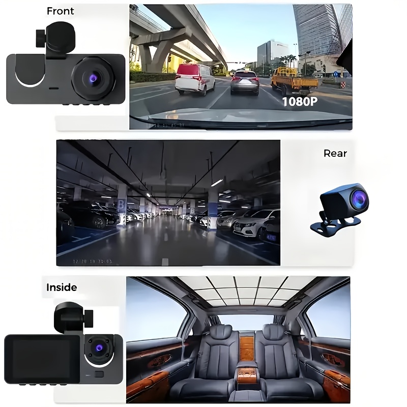 4k three channel front and rear built in tachograph uhd car tachograph car camera with infrared night vision loop recording 32gb sd card wdr 24 hour parking mode loop recording christmas gift y15 details 6