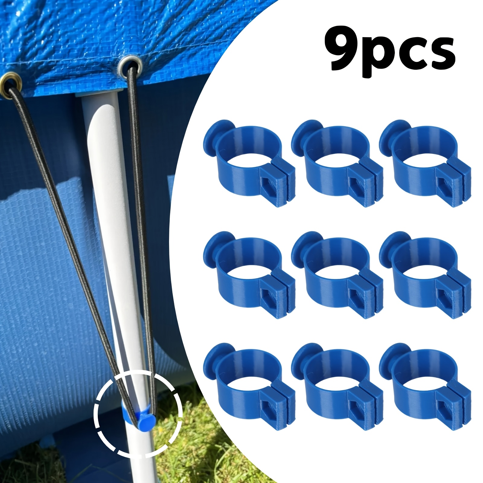 TEMU 9 piezas de bloqueo de cable para cubierta de piscina para piscinas con estructura, de lona seguro de resistencia, plástico resistente a ,
