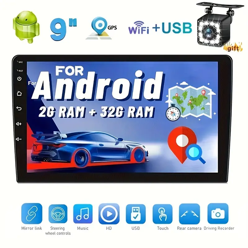 2+ 2din Android 11 Gps Car Radio 2.5d Hd Capacitive Touch - Temu