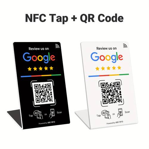 artikel foto nfc tap en qr-code, eenvoudige installatie met reviewlinkbeheer, pvc, perfect voor google reviews en integratie, standaard