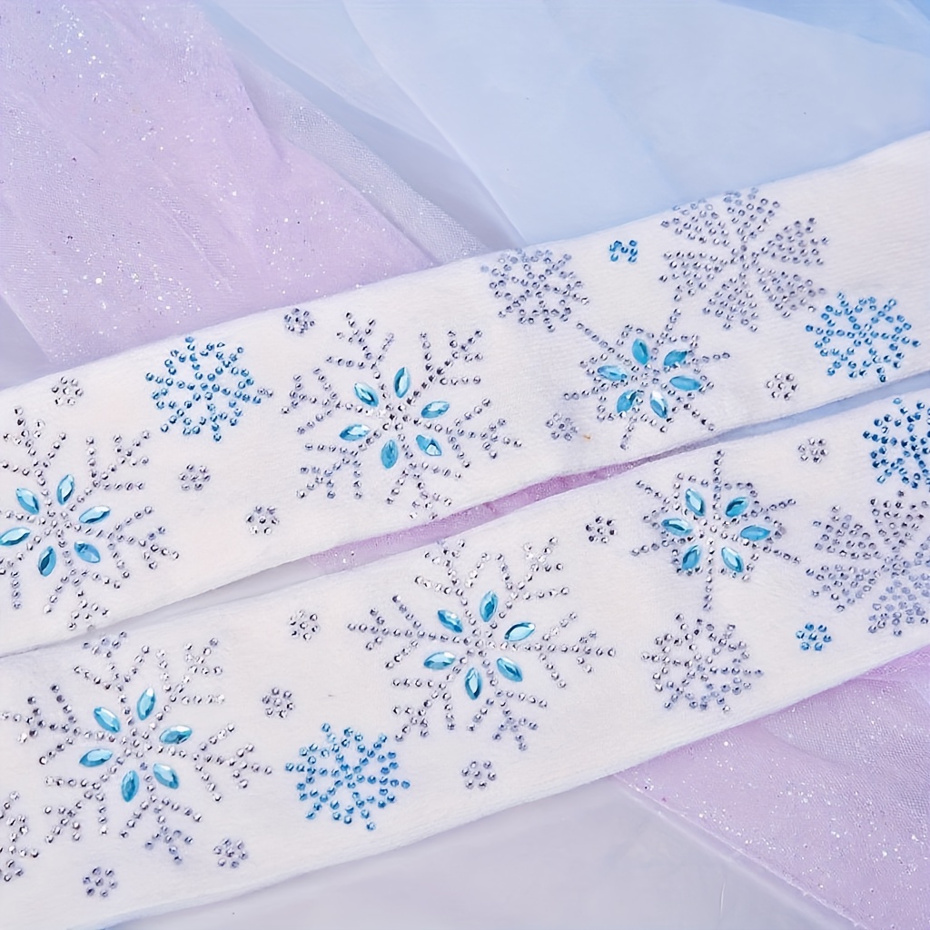 90D Prinsessen Rhinestone & Sneeuwvlok Patroon Tights - Anti-Slip Stretchy Dance Leggings met Strikken, Lichtblauwe Prinsessen Dikke Tights voor Bruiloften, Feesten, Optredens, Prinsessen Tights, Optreden Leggings, Rhinestone Versieringen, Stretchy Stof