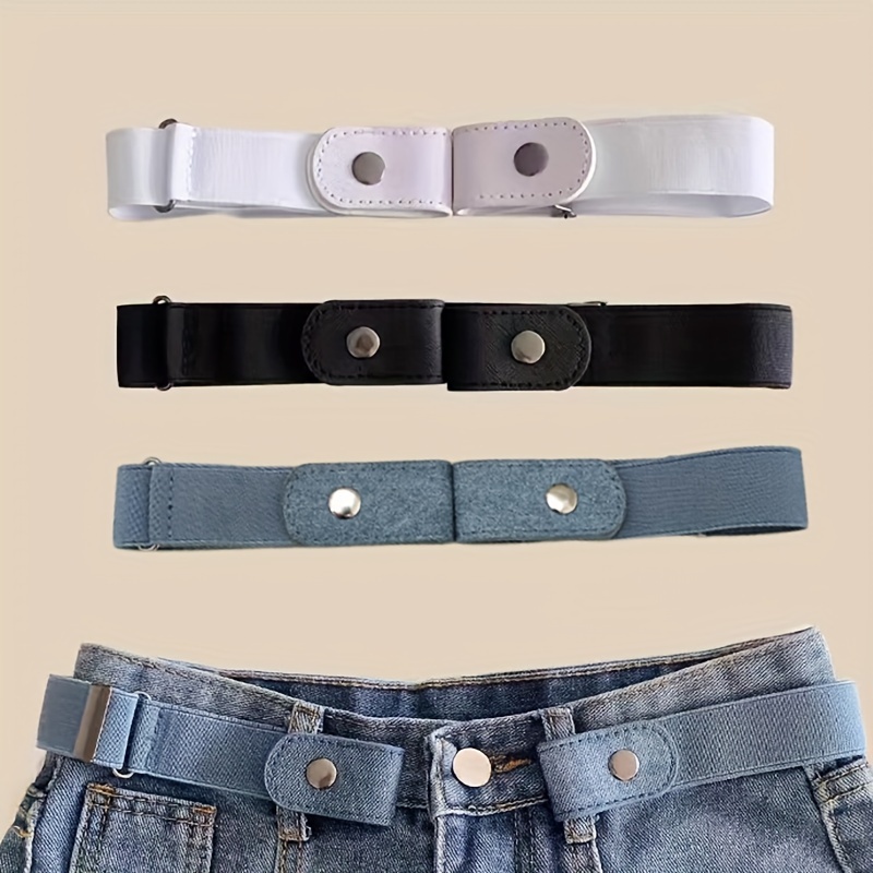 

3pcs Simple Canvas Elastic Belts Stylish Casual Invisible Belt Dress Coat Accessories For Women