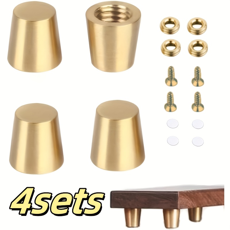 TEMU en laiton coniques robustes avec trous de vis et finition polie - Installation facile, pieds de table/meuble solides compatibles avec bois,