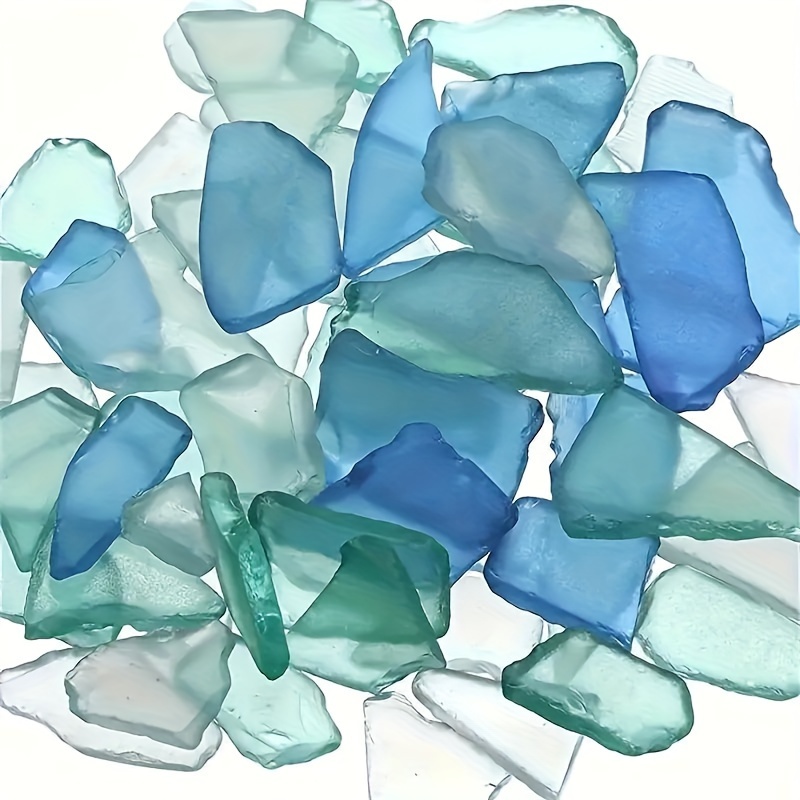 

Sea Colored Glass : 100g Craft Decoration Set For Diy Projects - Fashionable, , Suitable For Beach Wedding Decorations And Home Scenery