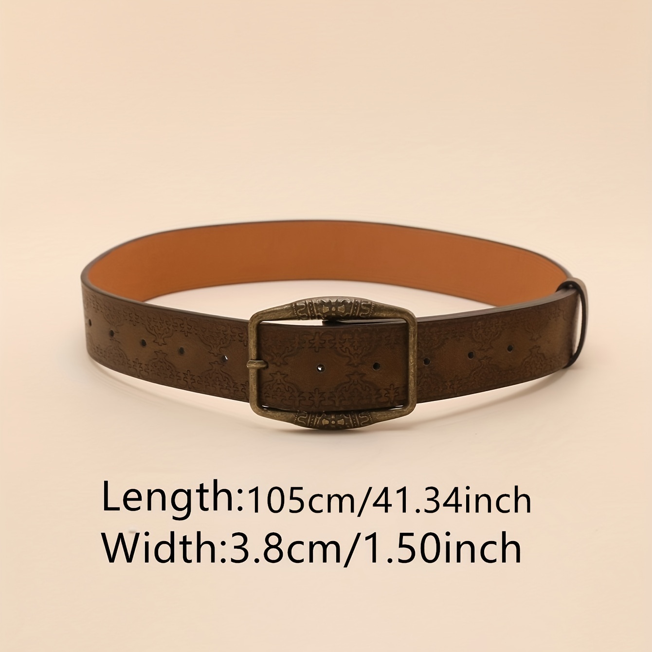 Vintage Style Brown Belt with Western Print