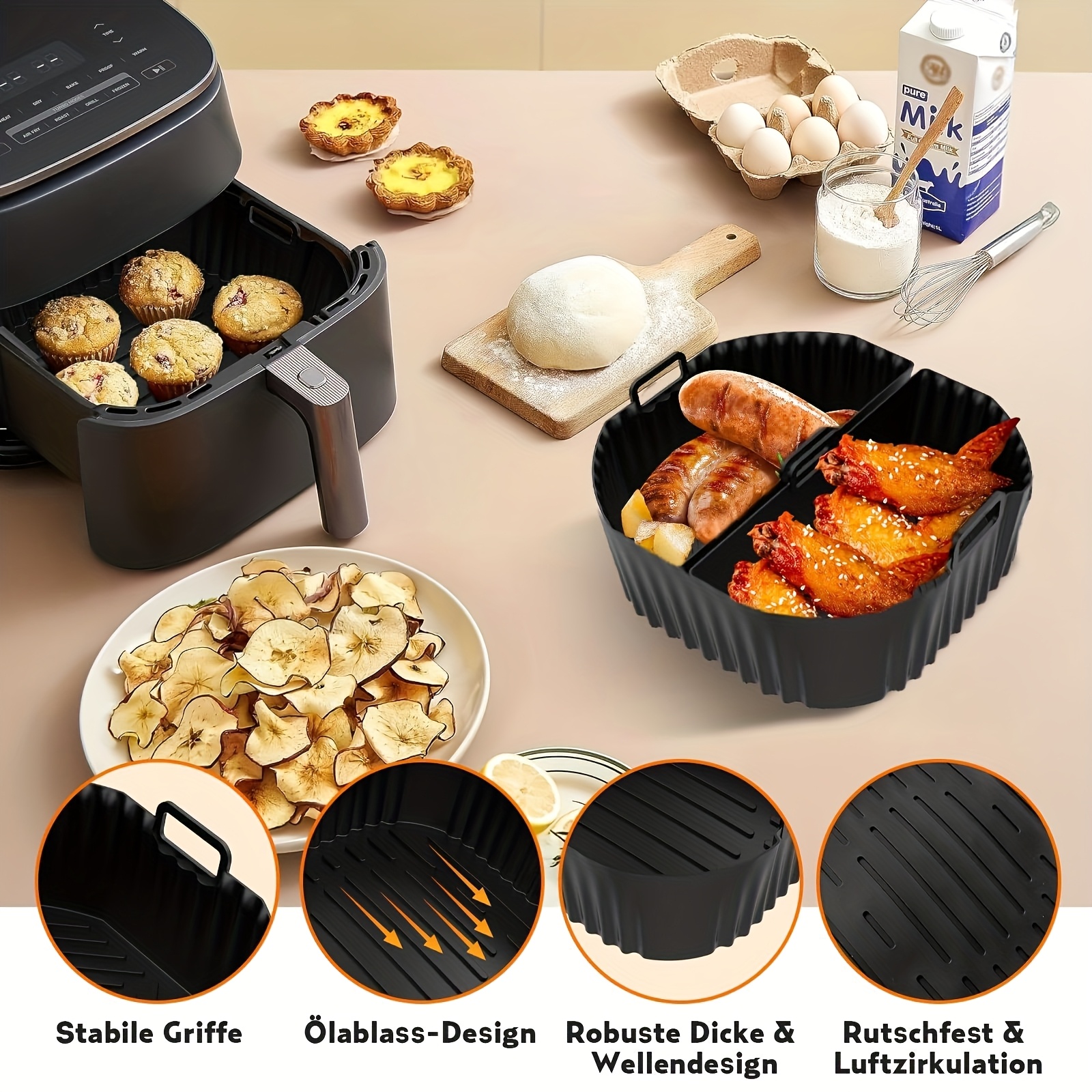 Siliconen airfryer bakvorm - Bakjes voor hetelucht friteuses