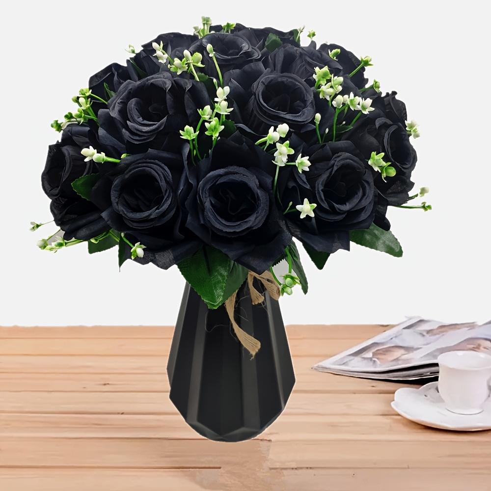 1 stück 18 blumen künstliche blumen schwarze rosenkopf