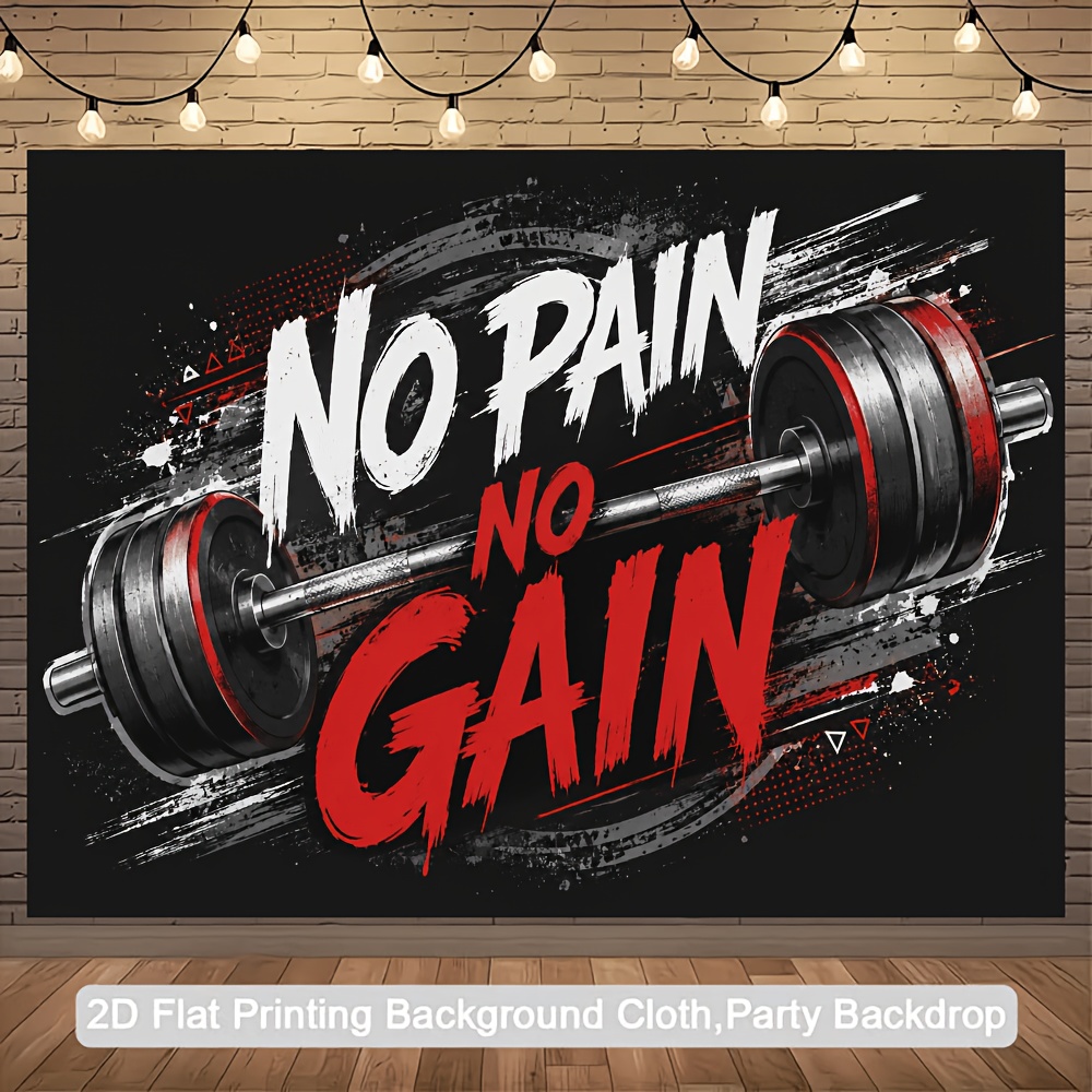 TEMU 2d Flat Flag, 2d Flat - 1pc 2d Fitness-themed Banner Background With Barbell Elements And 
