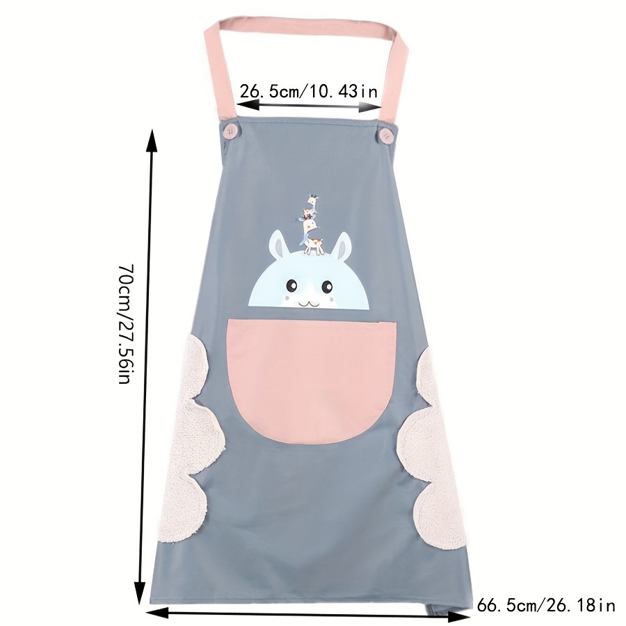1pc, Apron, Cute Cartoon Aprons With Pockets, Wipeable, Waterproof, Oil-Proof, Polyester Kitchen Aprons For Women, Adjustable Strap, Fashion Korean Style, Cooking Workwear details 4