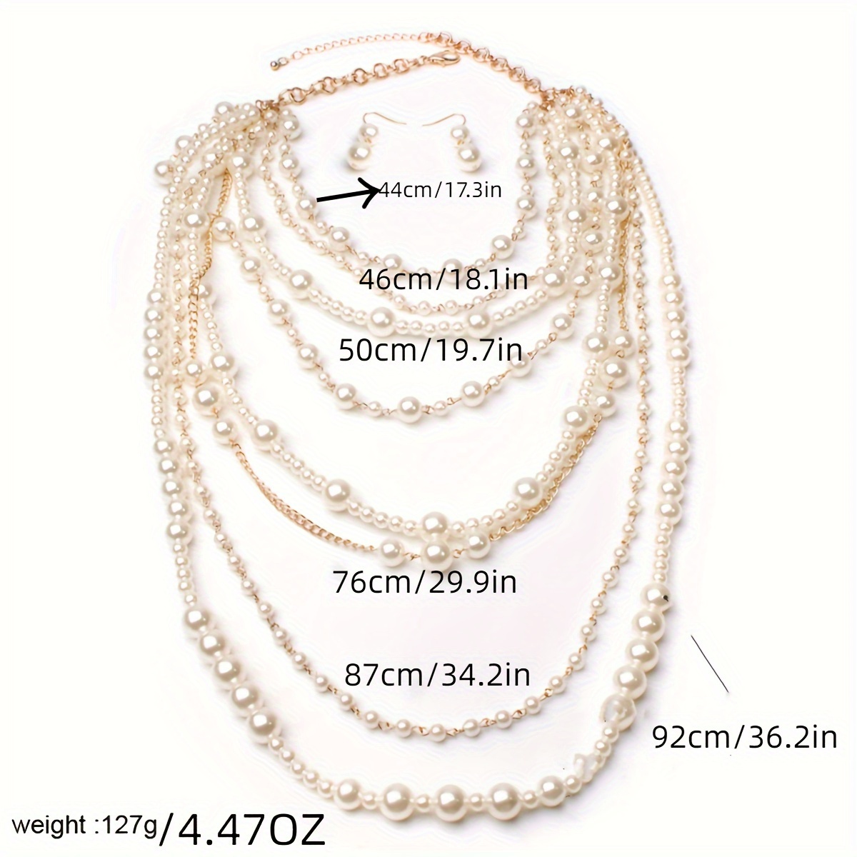 bohemian style multilayer   pearl long sweater chain necklace earrings set sexy layered jewelry accessories for women bohemian jewelry details 2