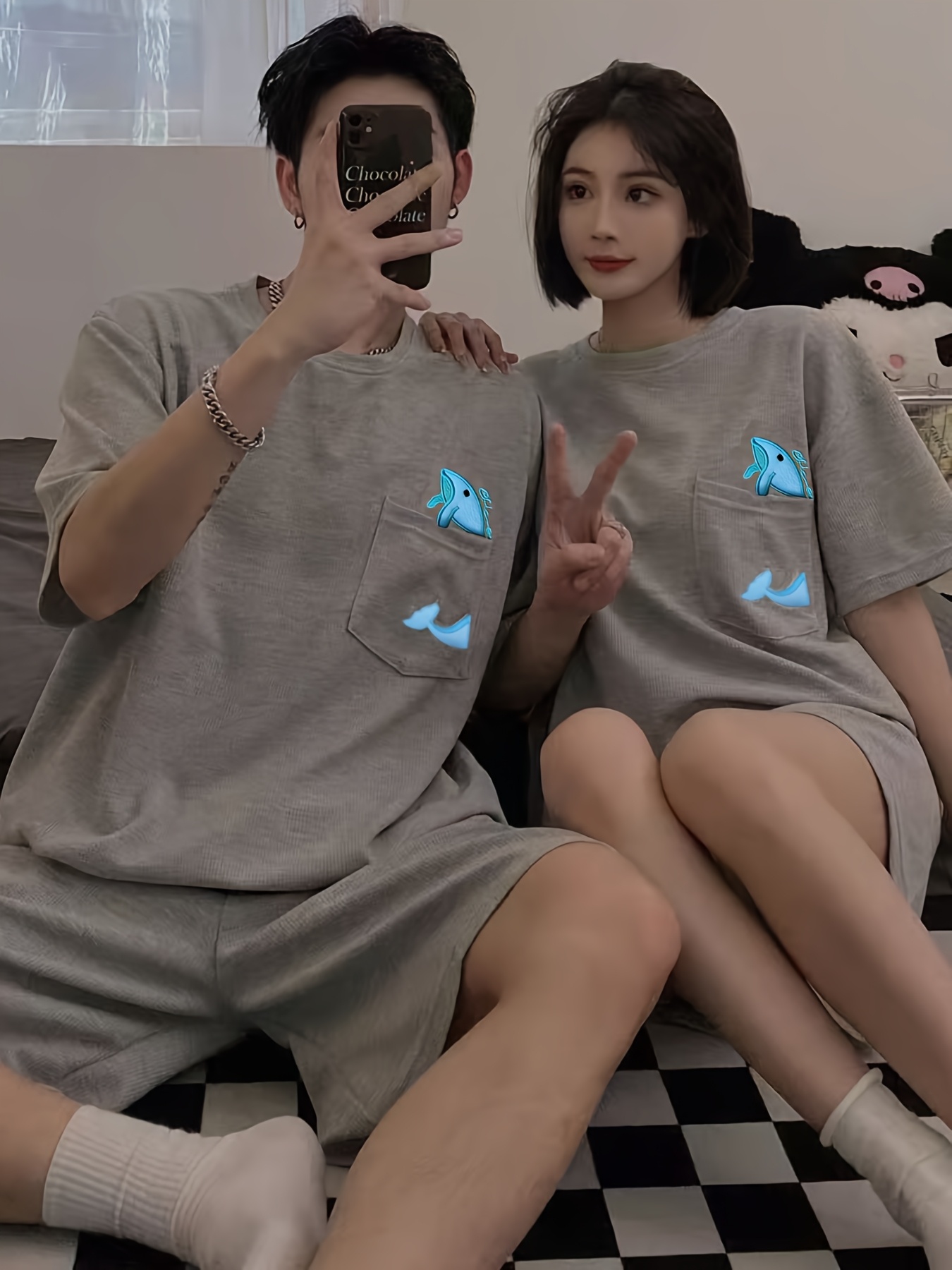 men's casual pajama set pockets drawstring shorts animal Temu Oman