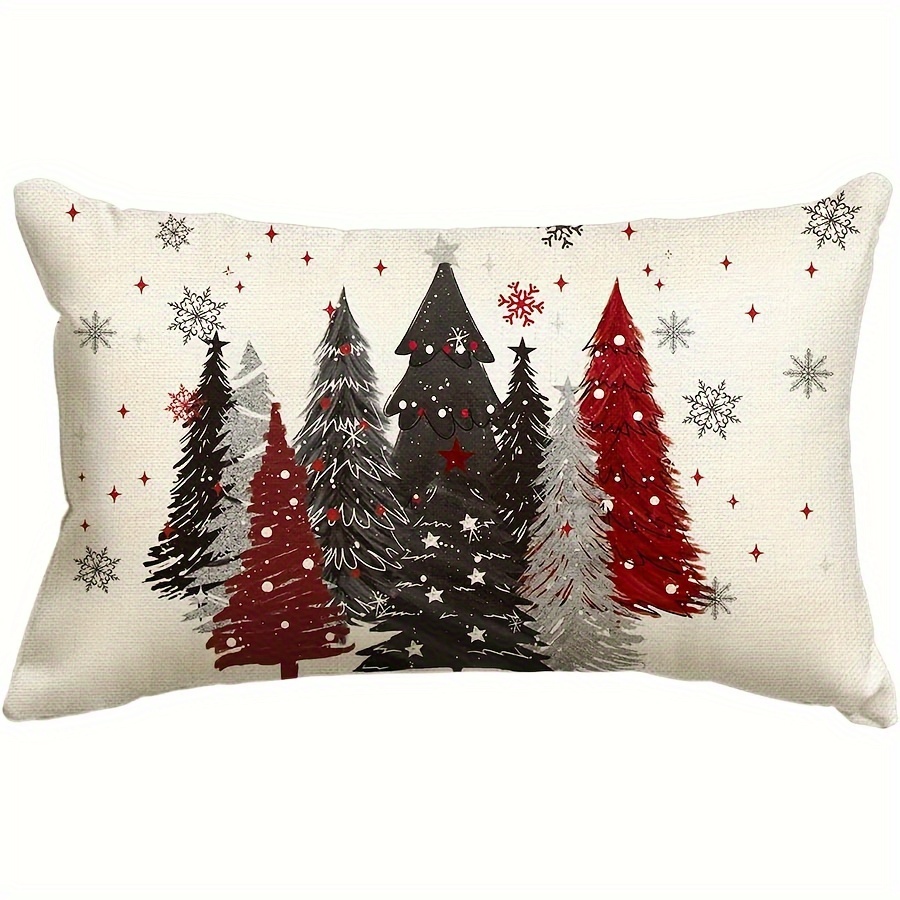 

Rustic Christmas Tree 12x20 - 100% Linen, Washable, , Cushion For Sofa, , - 1pc