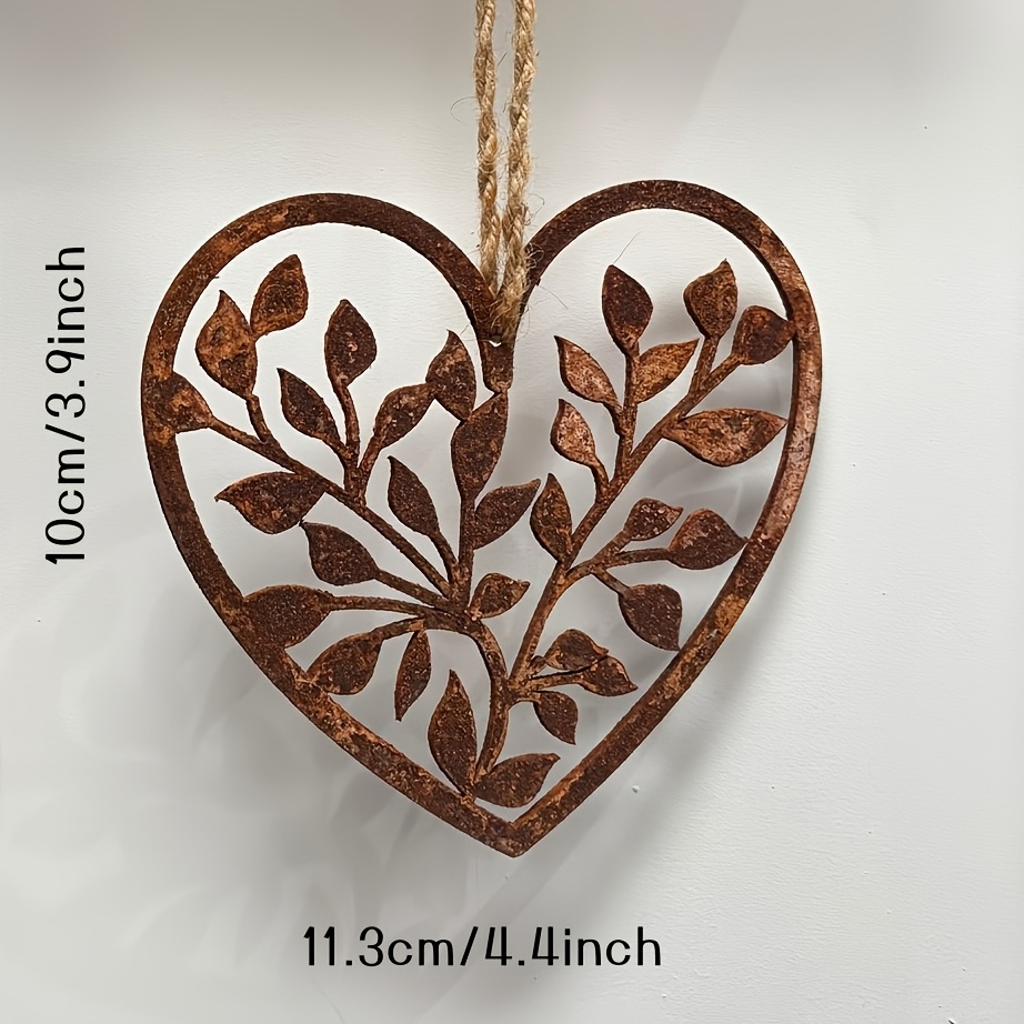 TEMU 1pc Retro Acrylic Heart And Leaf Pendant, Garden Balcony Wall Decor Ornament, Indoor/outdoor Versatile Retro Style Acrylic Pendant