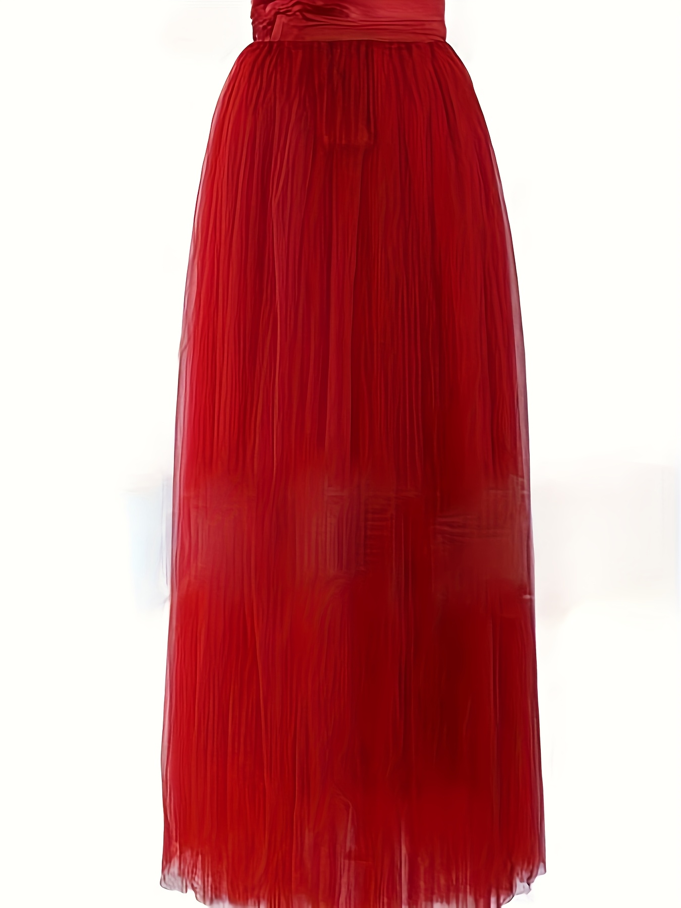 Elastic Waist Red Tulle Mesh Skirt Glitter Velvet Rose Mesh Tulle