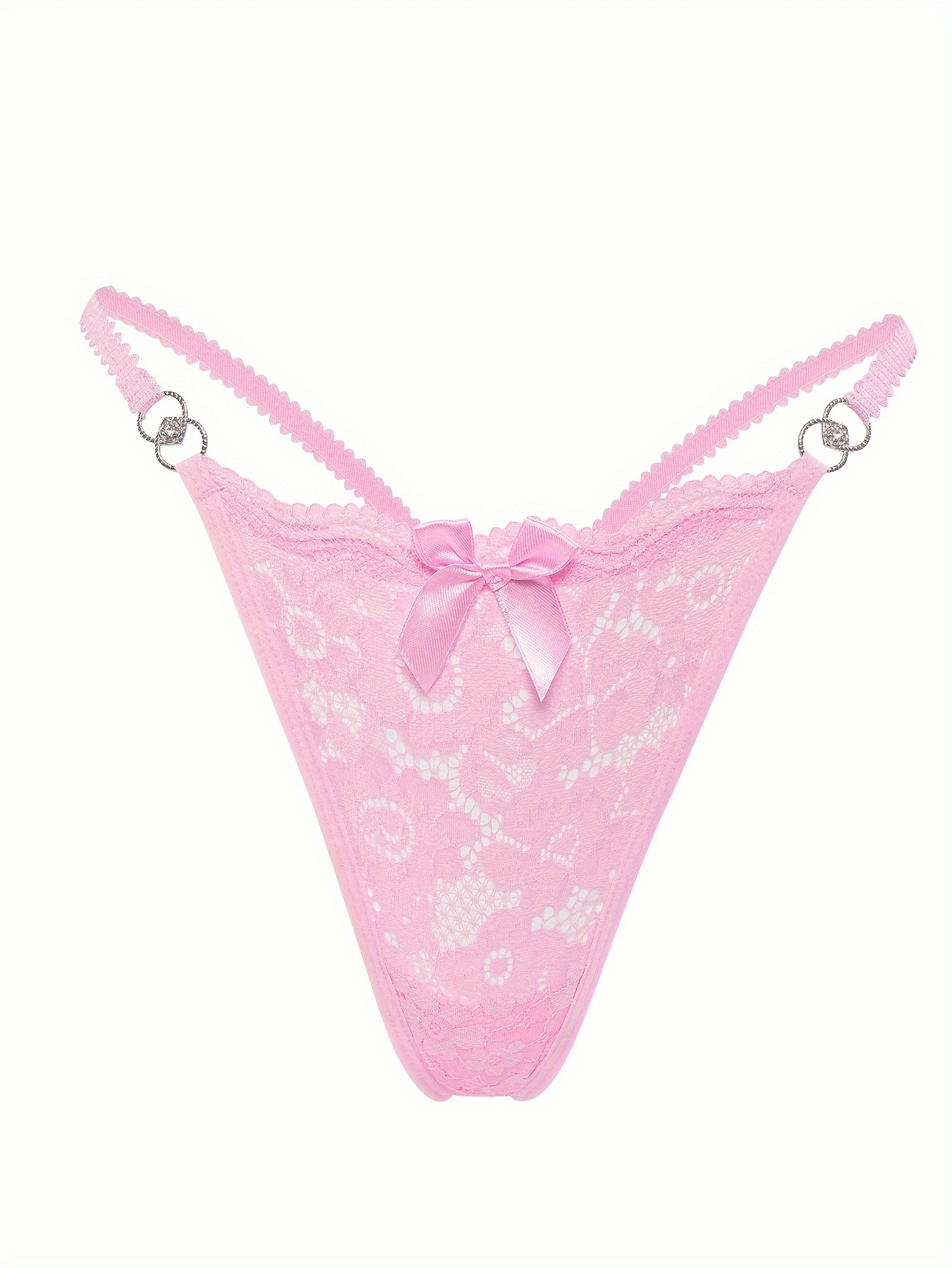 Floral Lace Thongs Breathable Comfy Cut Bow Tie Panties - Temu