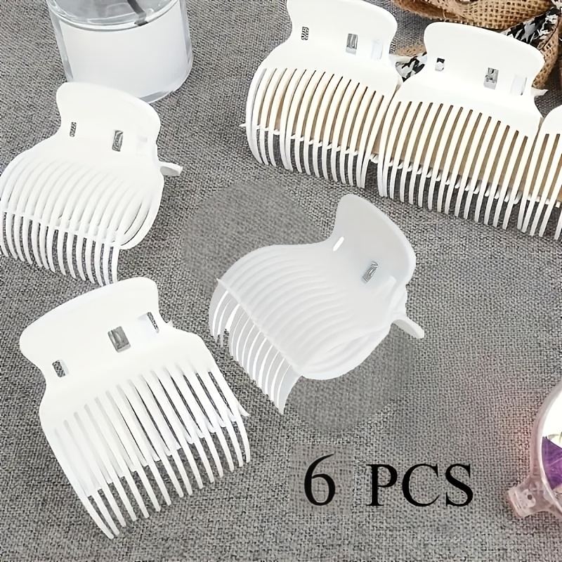 6pcs White Plastic Hair Clips Set: Non-slip Salon-grade Curling Tools For Stylists, Heat-resistant Wave Clamps With - Home & Salon Use