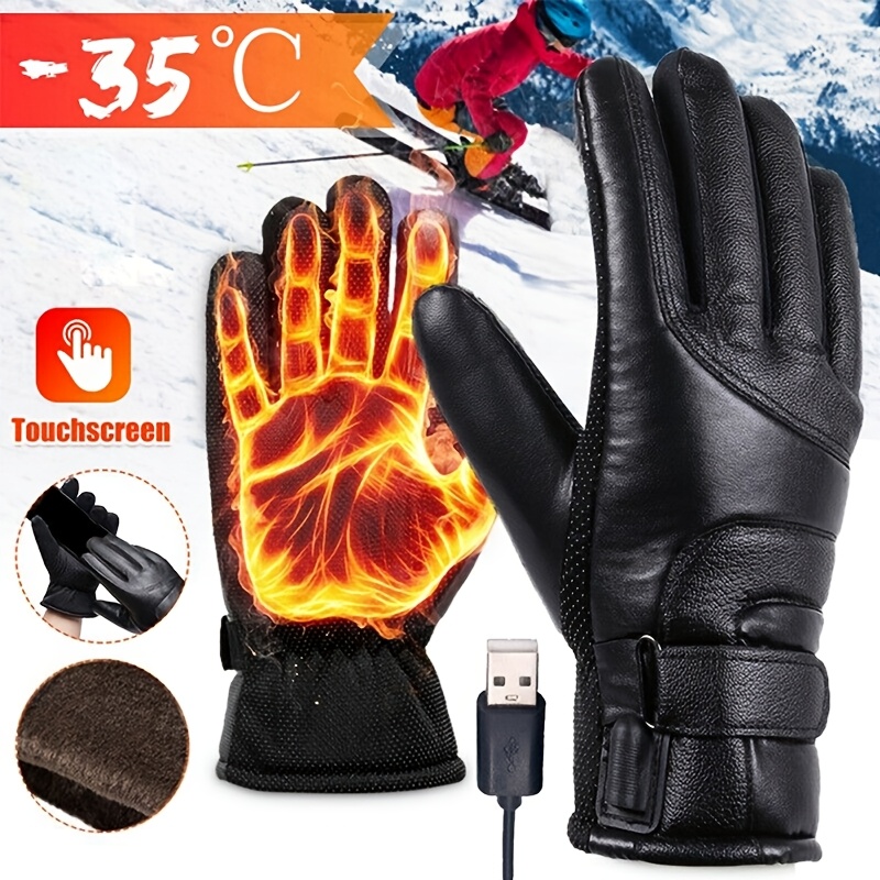 

1 Pair Winter Usb Gloves, Full Finger Touchscreen Polyester Gloves For Outdoor Cycling And , Machine Washable Woven Fabric