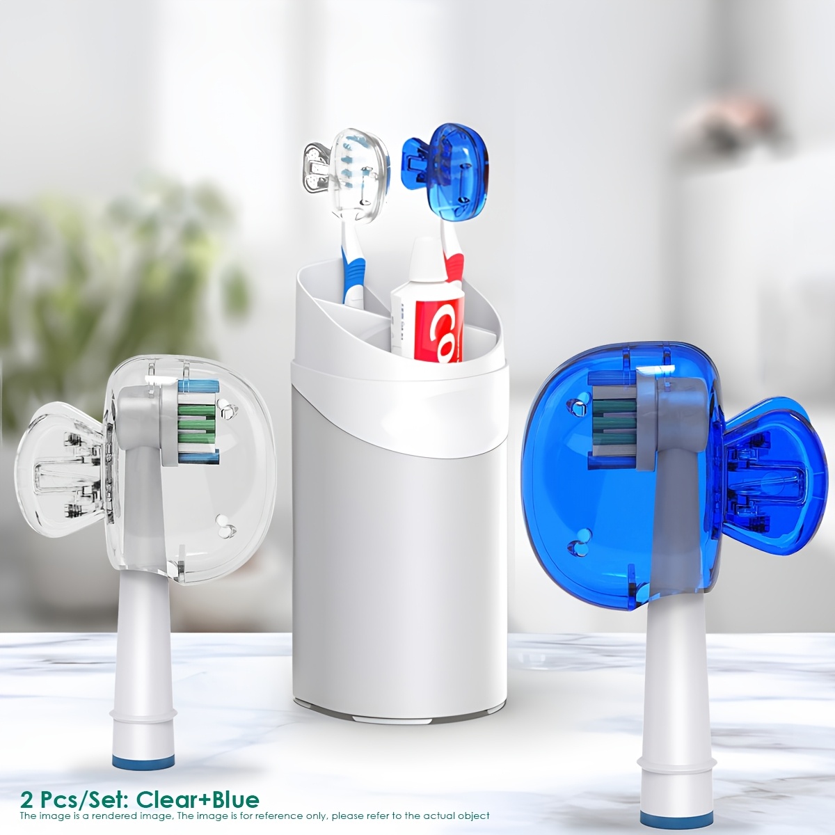Image of Electric Toothbrush Head Cover: Toothbrush Cap , Plastic Brush Head Protection Clip, Toothbrush Protector, Brush , Protective Plastic Clip Bathroom For Household Travel, 2pcs