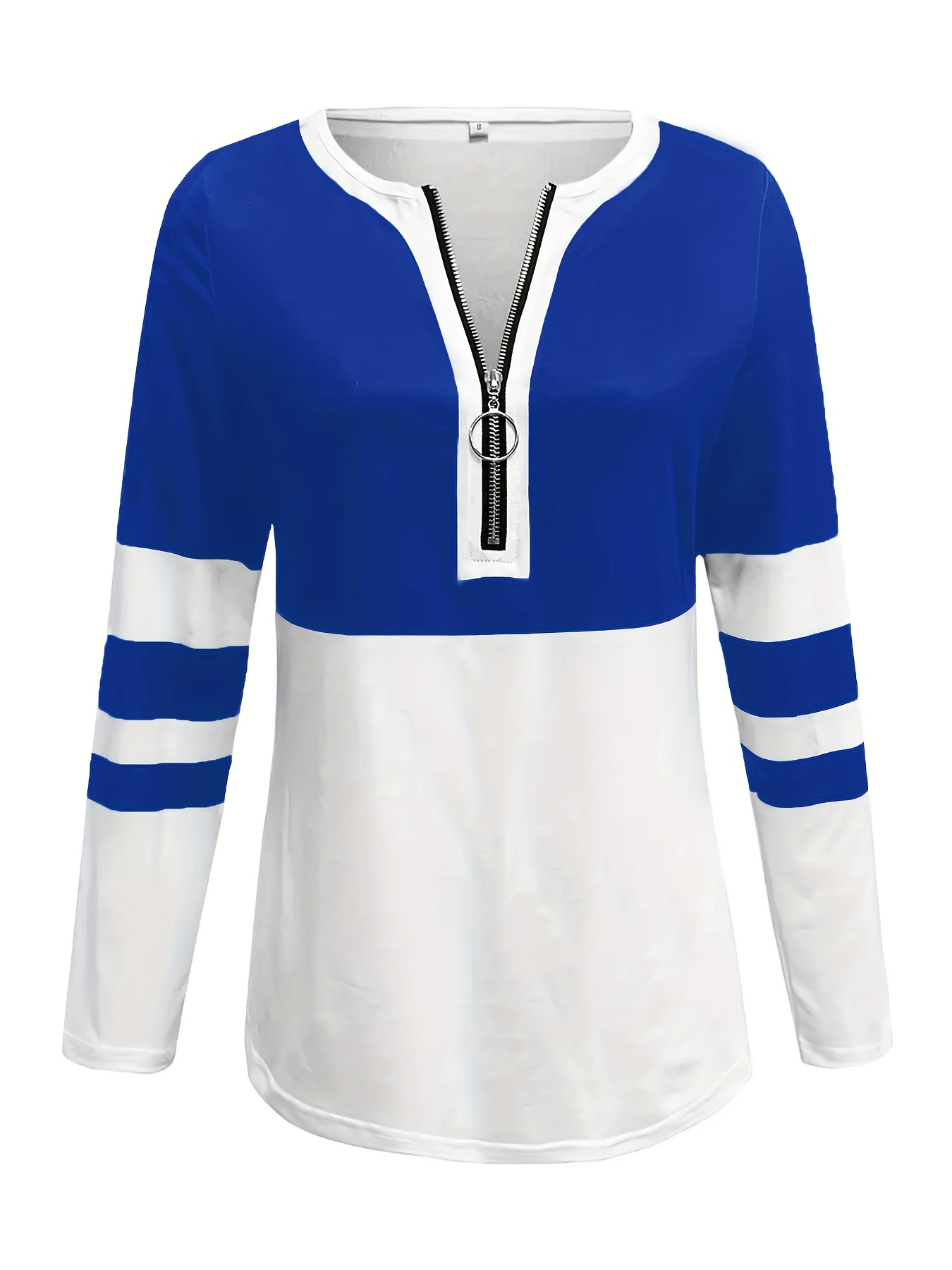 womens   and   block v neck long sleeve t shirt with zipper  l casual yet elegant   spring and fall casual wear   tee zipper   Product details 16