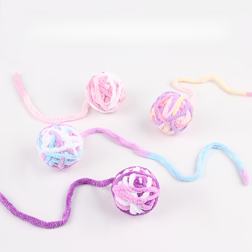 2/4pcs Random Colors Pet Ball Toy, Cat Self-Entertainment Chew and Tease Toy, Random Colors, Tail Ball with Colorful Thick Knitted Ball and Bell, Pet Interactive Toy