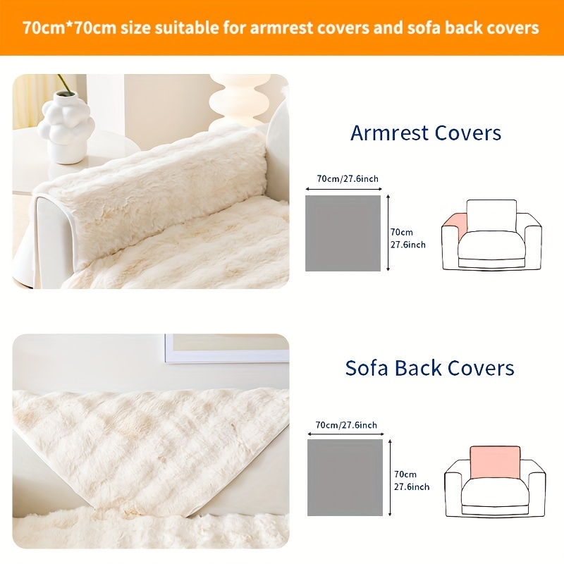 TEMU 1 de sofá gruesa de felpa para invierno, de sofá de de , de sofá esponjosa antideslizante, protector de muebles para dormitorio, oficina, ,