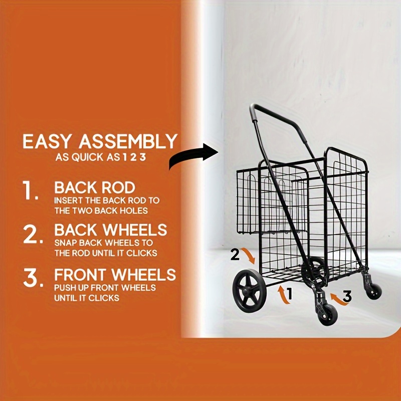 Chariot de courses pliable, léger, 2 roues, sacs de courses pliables