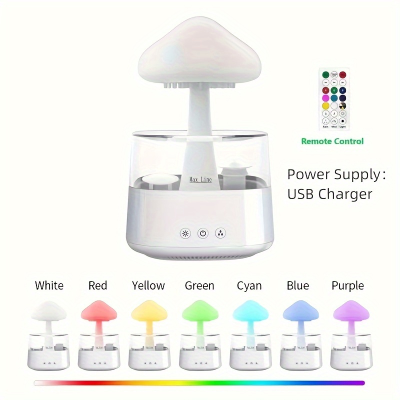 usb powered   humidifier evaporative cool mist bedroom air humidifier with sleeping rain sound adjustable led lights remote control plastic material whole house humidification details 0