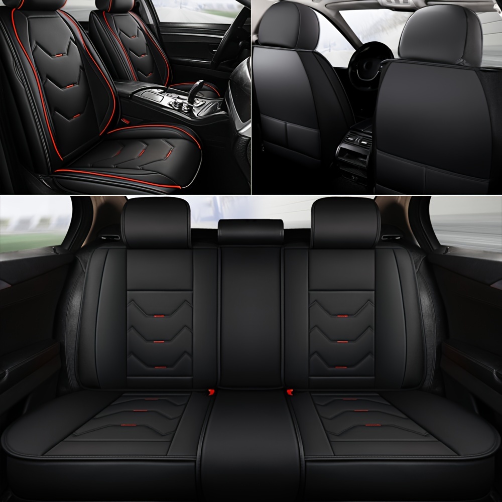 TEMU Leather Car Seat Cover Waterproof Bottom Back Headrest Cover Universal Sedan Suv Season Use