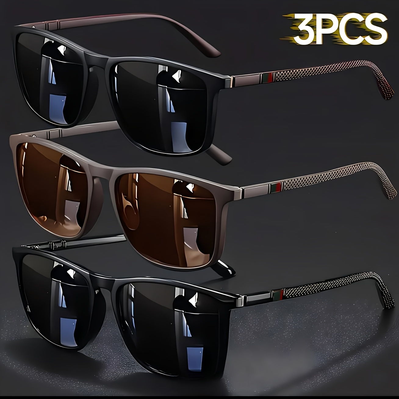 3pcs Vintage Square Sunglasses For Women Men Retro Driving Glasses Uv400 Protection Fashion Glasses Set Outdoor Travel Eyewear