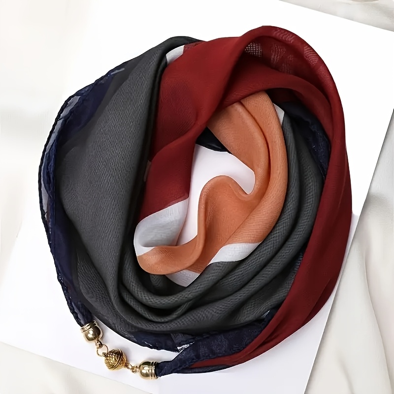 Elegant Thin Sheer Scarf, Fashionable Magnetic, 100% Polyester Fiber, Hand Wash Or Clean, Chiffon Texture, Weekend Casual, Warm Decor, Windproof, No Feathers, Printed Craft, Women's Spring Summer Use