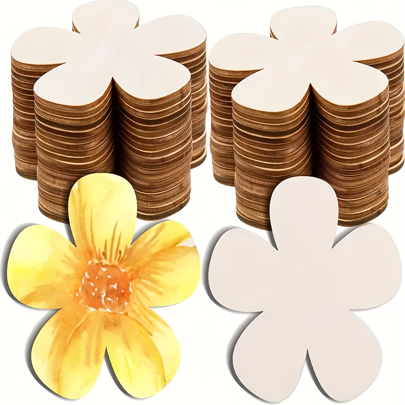 

10pcs, Wood Blank Flower Shape Wood Chips Wood Ornaments For Diy Plum Blossom Painting Graffiti, Coasters, Plate Pads, Holiday Wedding Party Decoration