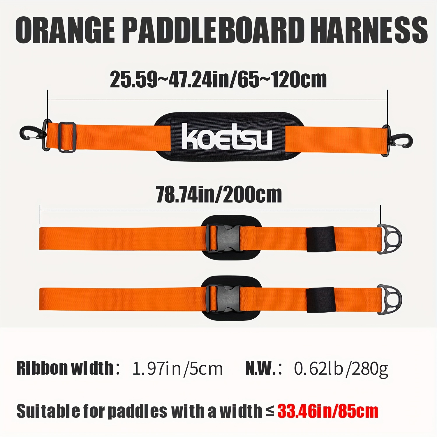 Correa de ajustable KOETSU para tabla de paddle SUP, disponible en amarillo, azul y naranja, elegante y llamativa, cómoda y duradera, accesorio de transporte ideal para tablas de paddle