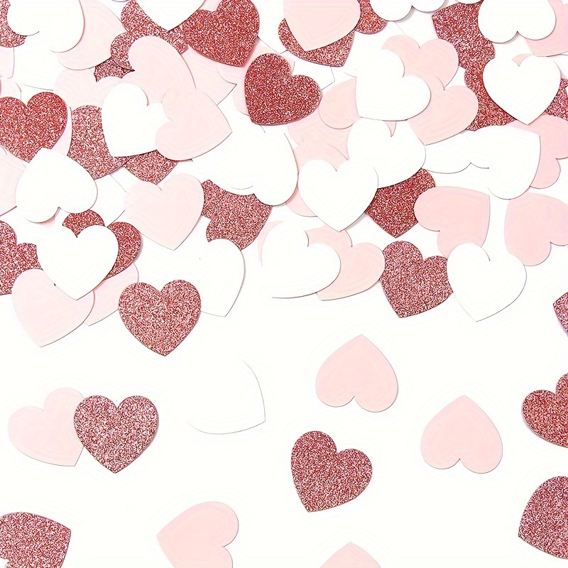 

100 Pieces Of Rose Golden, Pink, And White Glittery Heart Confetti - Perfect For Weddings, Baby Showers, Bridal Showers, Birthdays, And More - Durable Paper Material - Suitable For Ages 14 And Up