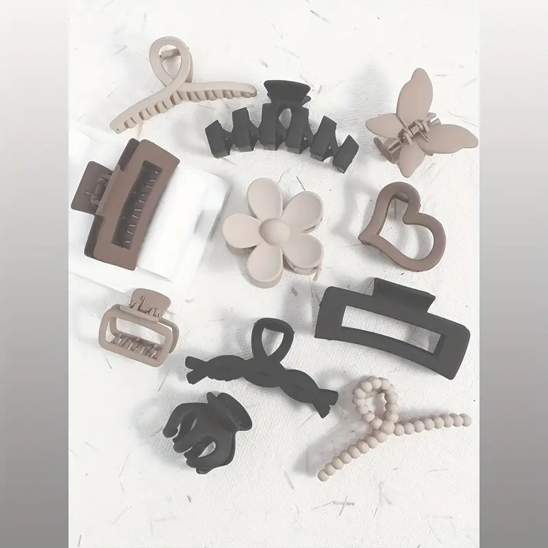 women s large hollowed out   flower hair clip set - elegant beige & black baroque-inspired hairpins with large statement clips, beads & flowers for parties, daily wear, back to school - durable hair accessories in neutral tones (beige, black, white, brown) - versatile for braids, buns, ponytails Product details 2