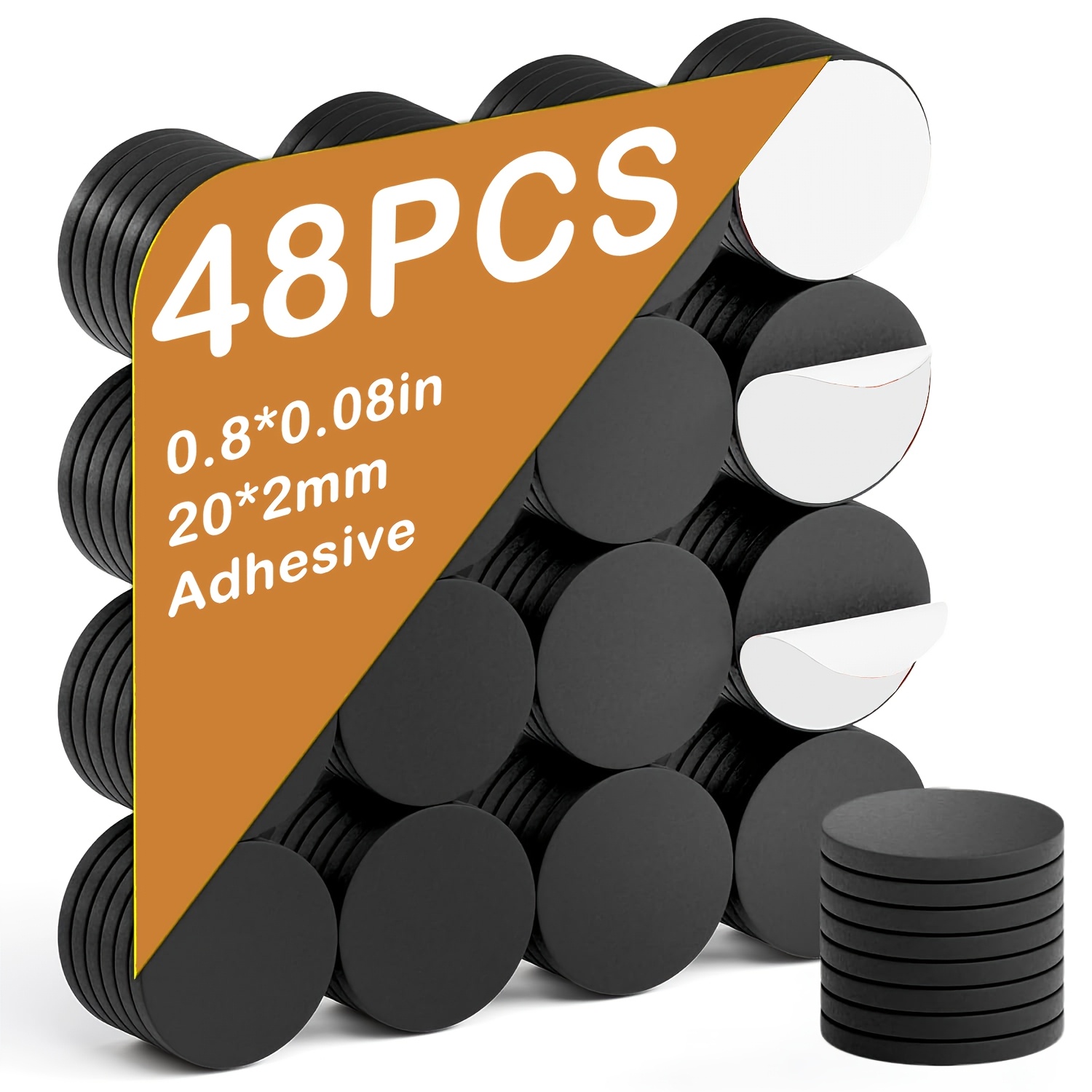 Image of -sticky Round Flexible Magnets With Adhesive Backing - (48pcs 0.8"x0.08") Magnetic Dots For Whiteboard, Fridge - Stickers For Planning And Organization - Teacher Must Have - Teacher Supplies