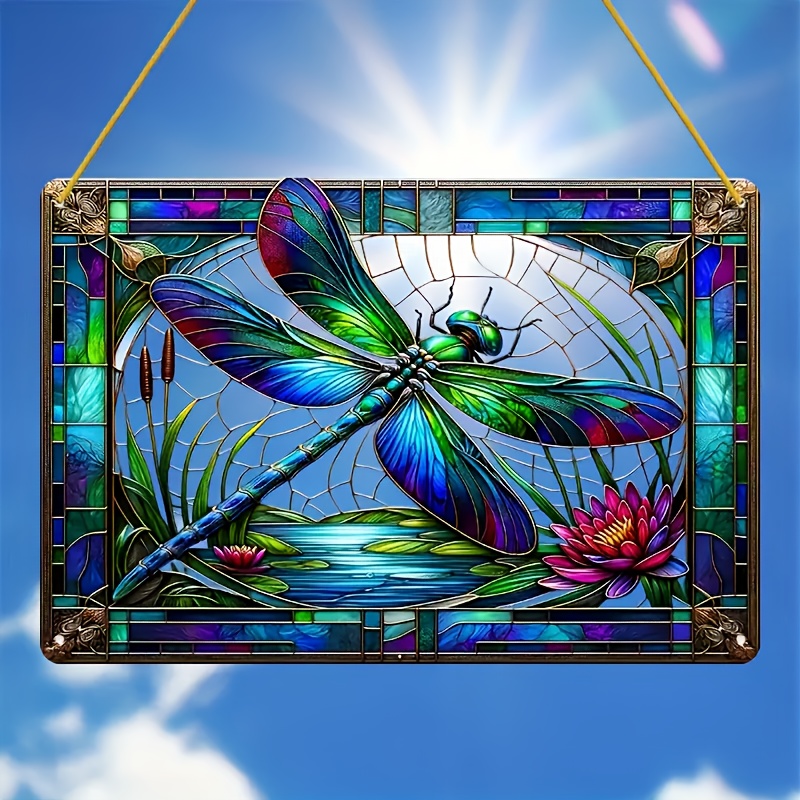 

Vibrant Acrylic Dragonfly Window Charm - 12x8" Sun , Home & Garden Decor, Ideal Gift, 2d Glass, Animal Theme, Bar Decor