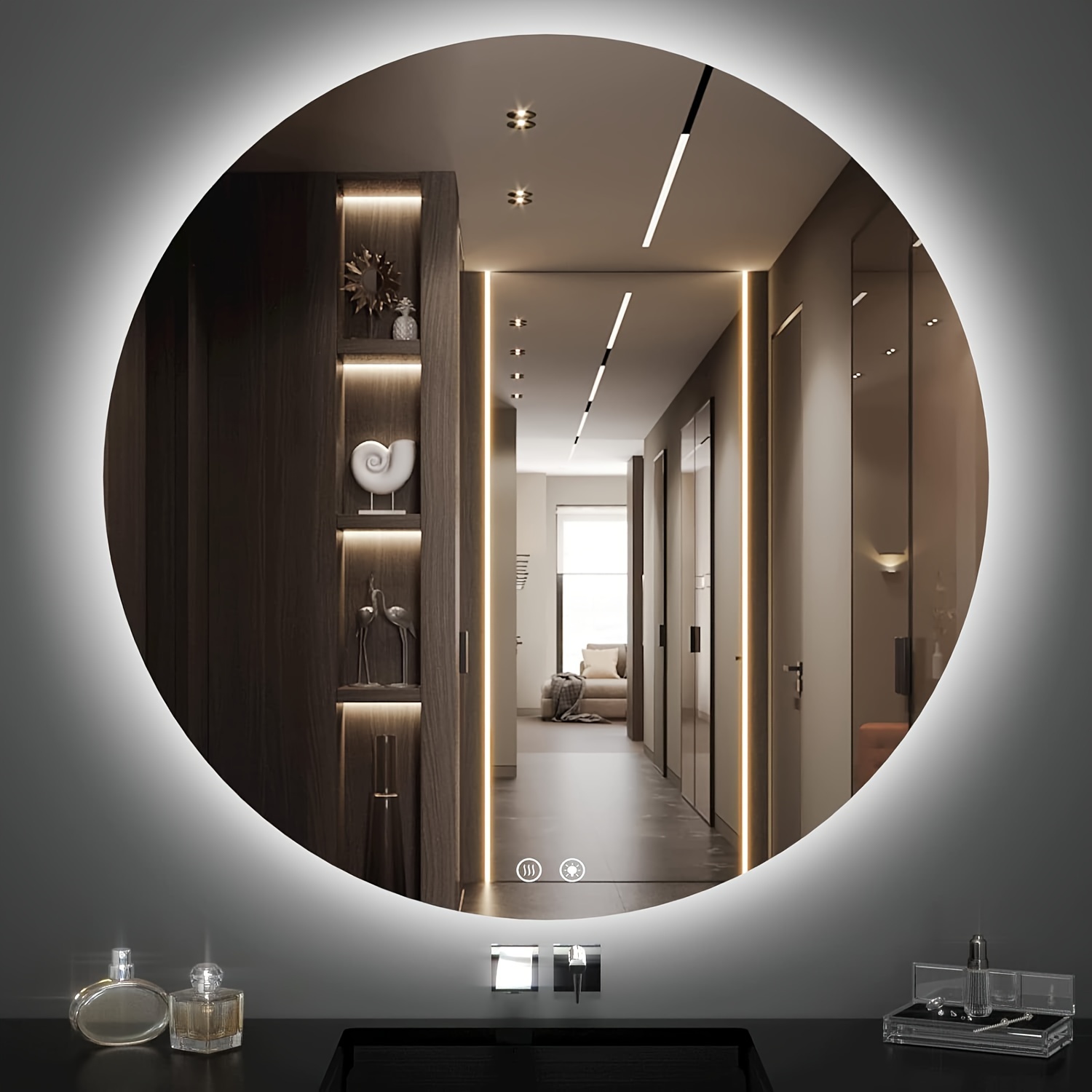 Espejo LED para baño, retroiluminado de 36 x 36 pulgadas + espejo de  tocador de baño iluminado frontal con luces para pared, tiras de luz  dobles, 3