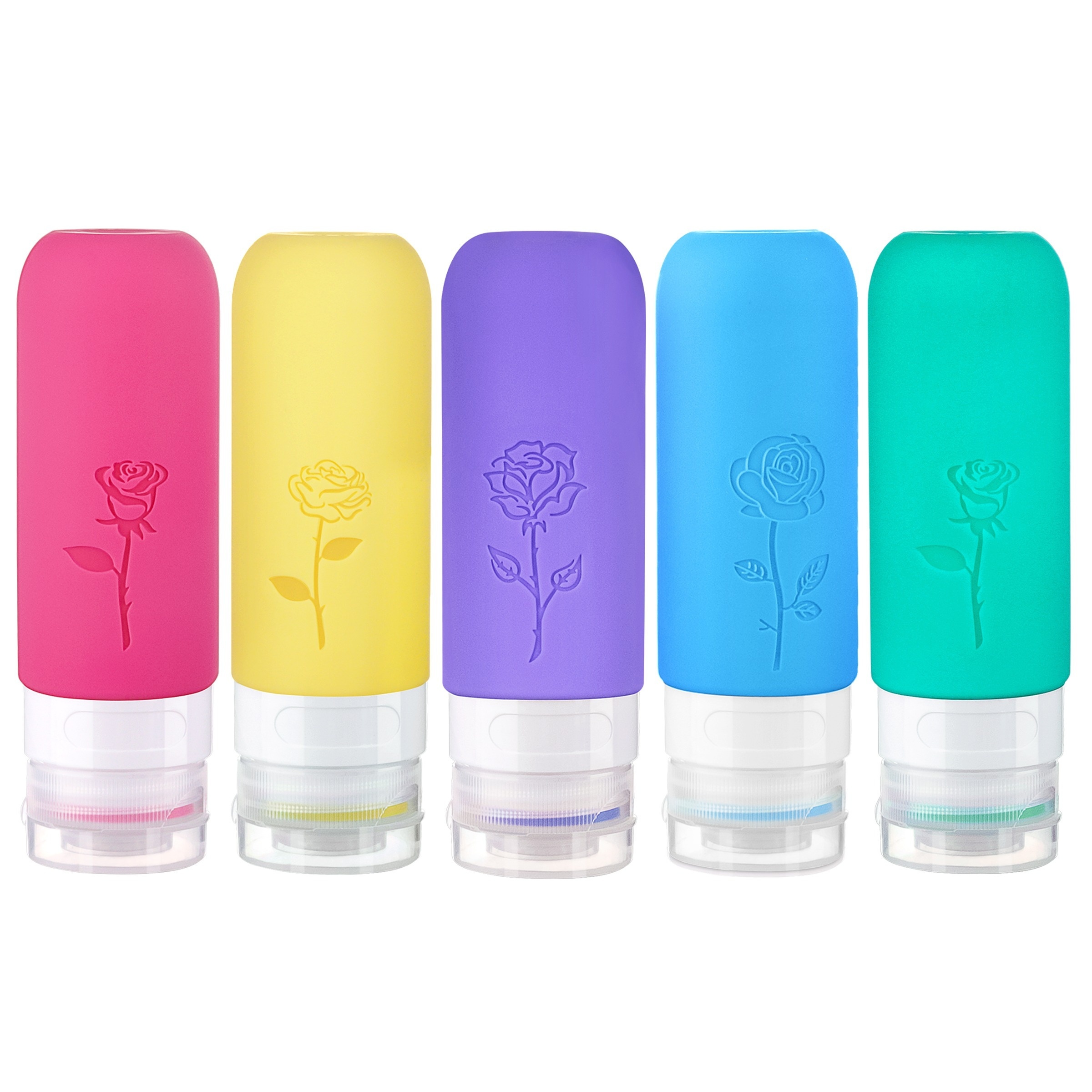 

5pcs Silicone Travel Bottles, 90ml Travel Toiletry Bottles, Leak Proof Travel Size Containers (2pcs With Word Label)