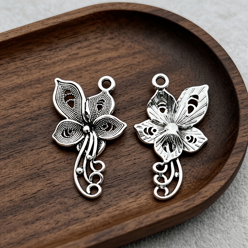 25pcs Charming Zinc Alloy Hollow Flower Earring Pendants