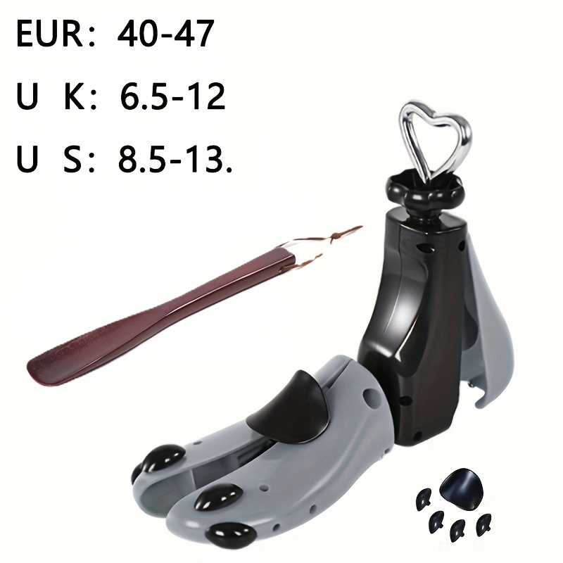 E-shop 2 Stück (1 Schuhdehner + 1 Schuhlöffel) WoJia verstellbar für Herren- und Damenschuhe - gelbes und schwarzes Kunststoffdesign, geeignet für