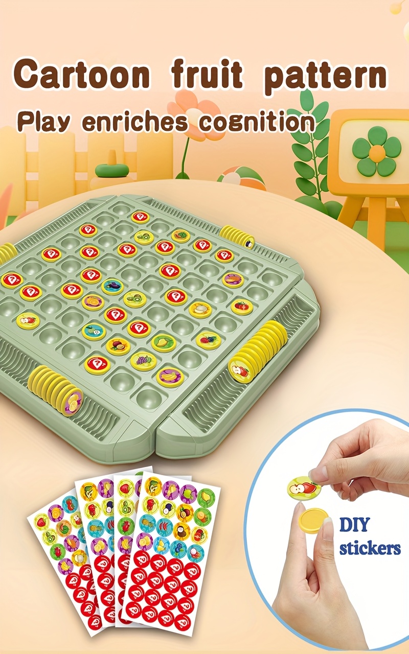 儿童玩具益智水果翻转记忆棋盘游戏,创意记忆棋对战玩法 锻炼手眼协调 记忆力 专注力,优质材质制成,适合2-4人玩耍,适合家庭之夜 聚会 旅游出行玩耍,适合生日 万圣节 圣诞节礼物 商品详情 5