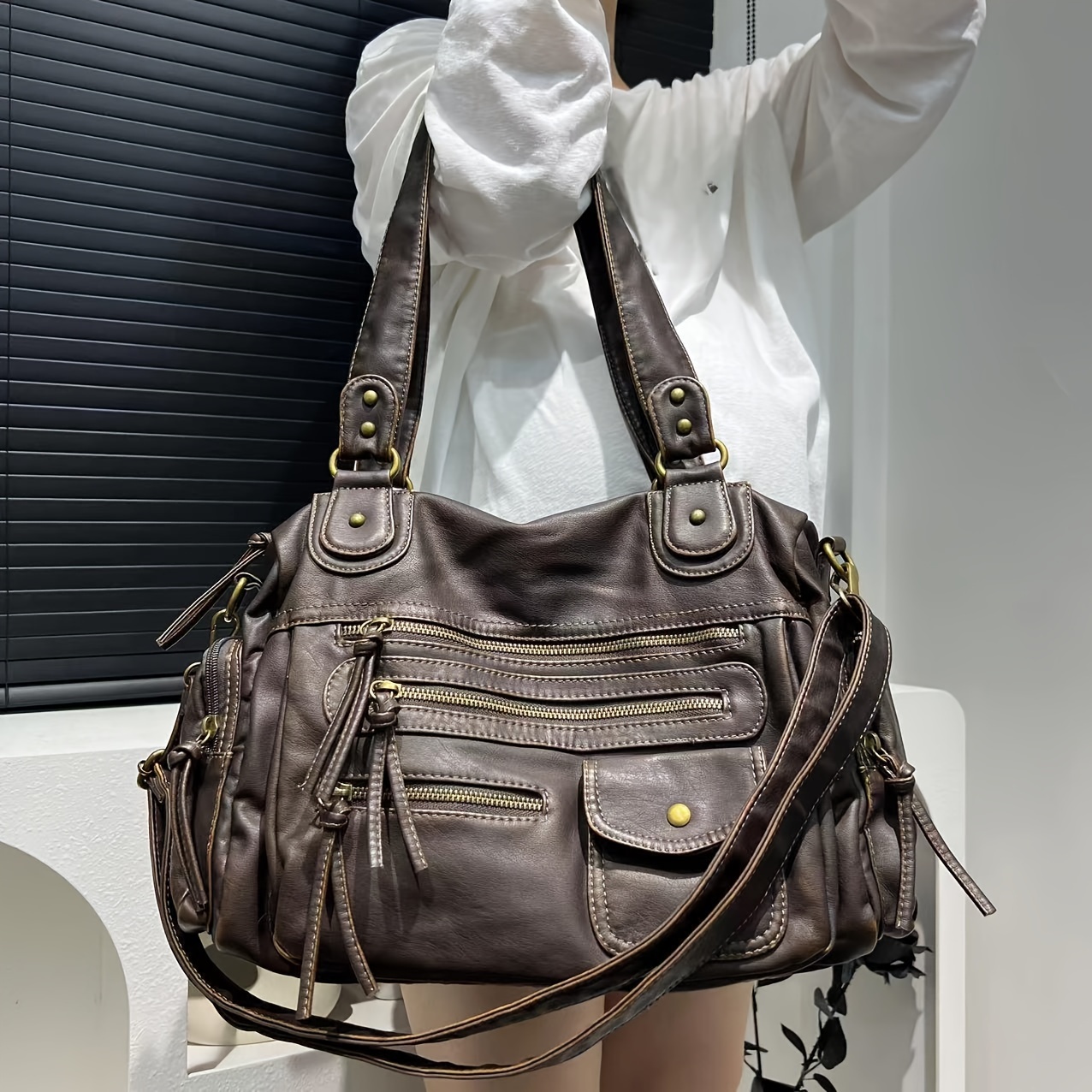 y2k punk style large capacity tote bag women fashion vintage